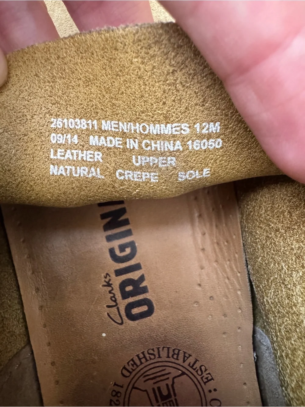 Clarks Originals Wallabee Boots Men’s 12M Tan Suede Crepe Sole Vintage 2014